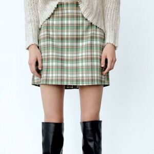 ZARA NWT Plaid Multicolored High-waisted Mini Skirt MEDIUM